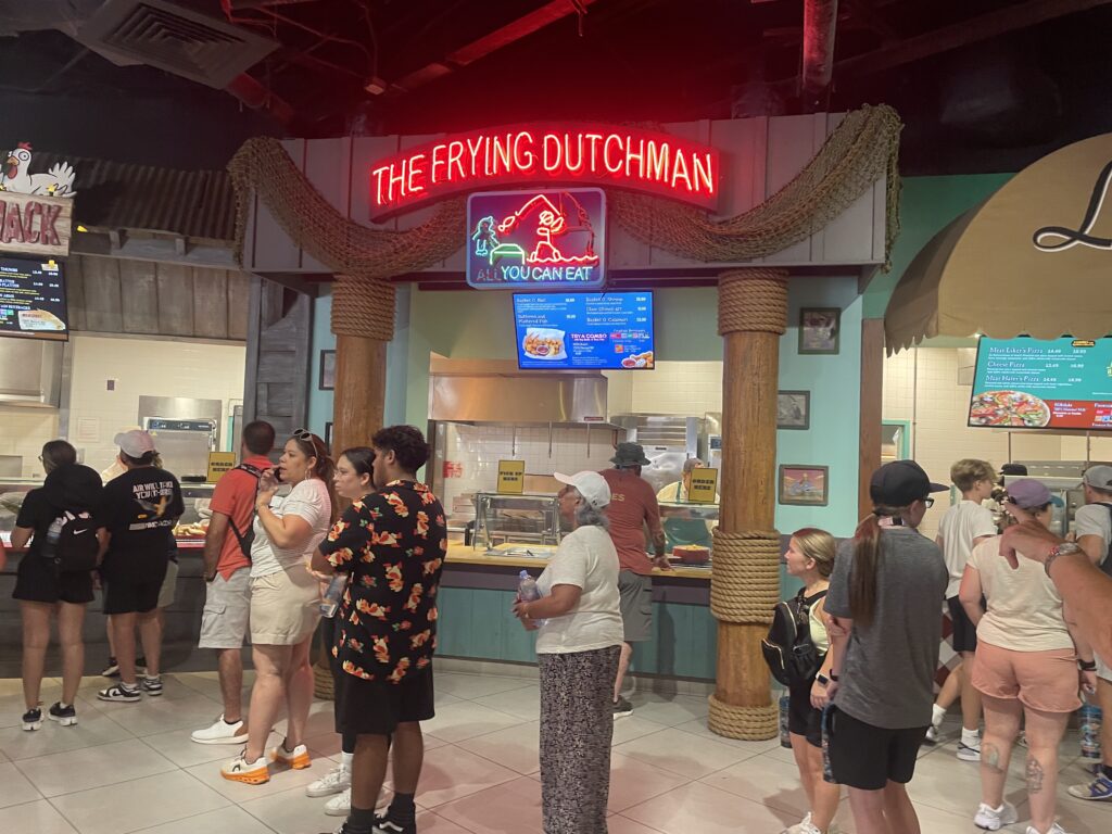 The Frying Dutchman seafood restaurant exterior in Springfield U.S.A.