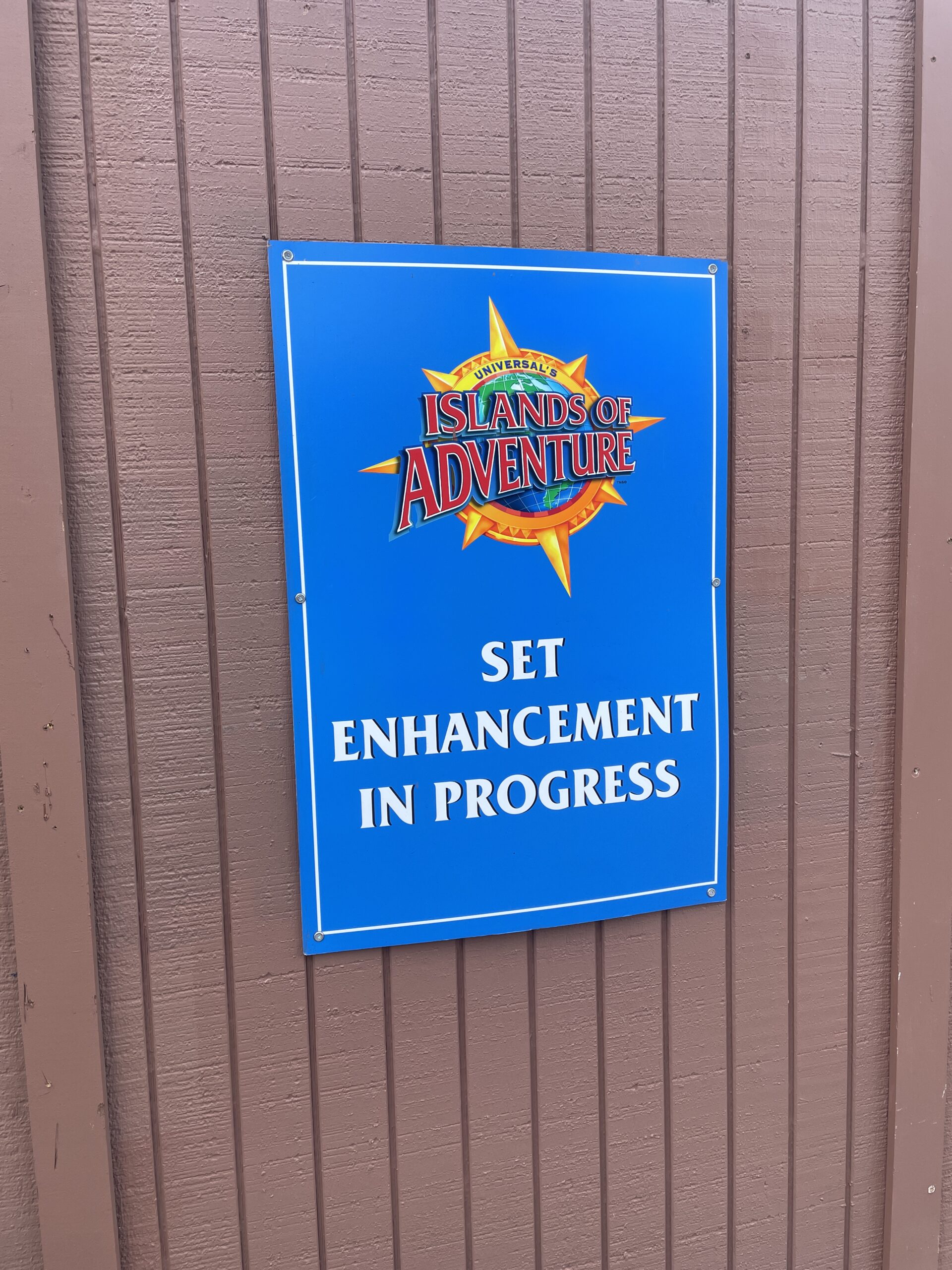 Set enhancement in progess sign for Islands of Adventure in Universal Studios Orlando