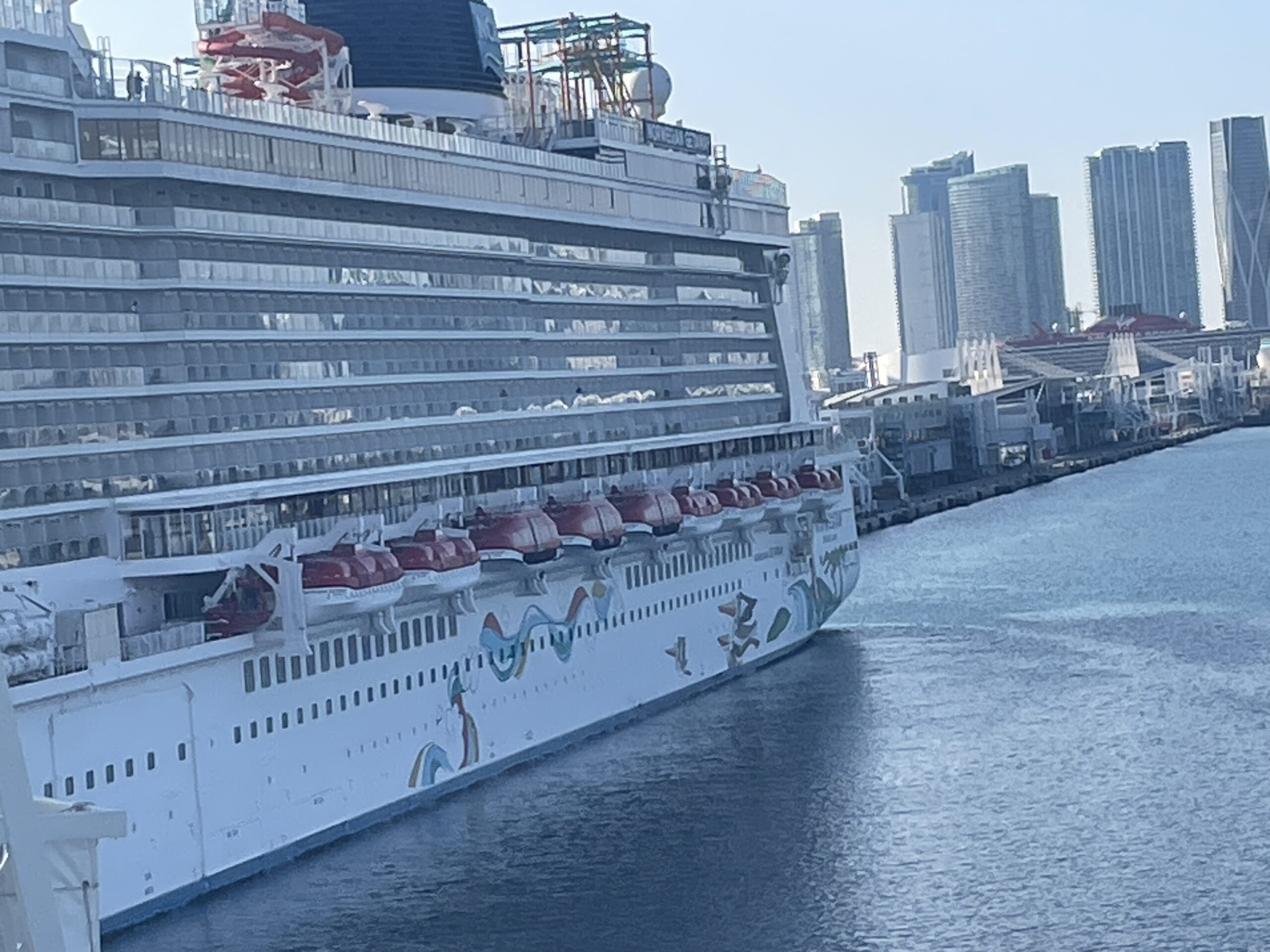 Cruise ship embarkation at the Port of Miami, illustrating the logistics and travel tips provided by Katy Thompson at Gallivanters Vacations.