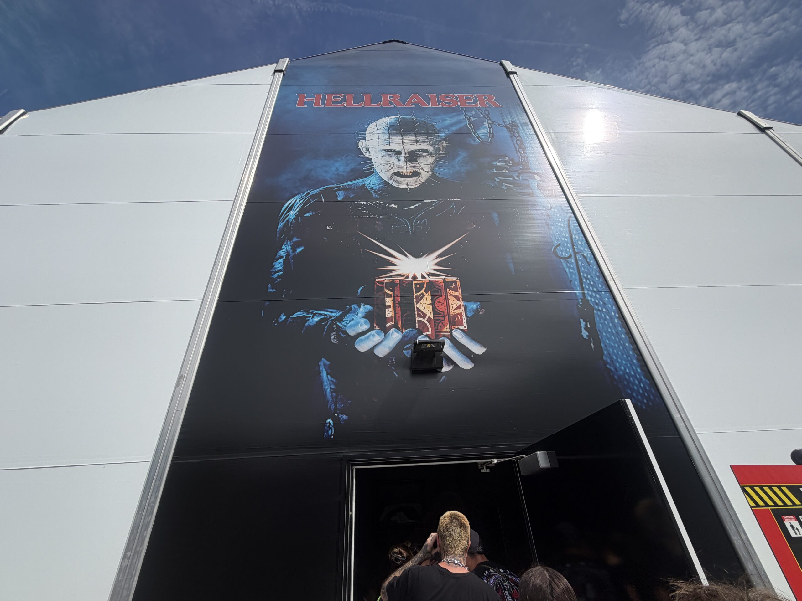 A picture of Pinhead on the Hellraiser scaryhouse at HHN35 at Universal Studios in Orlando